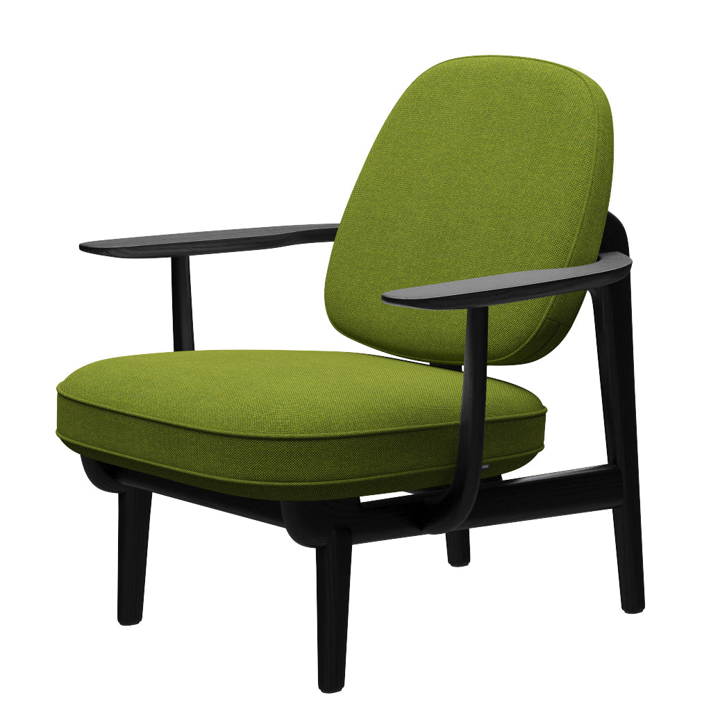 Fred Sessel, schwarzfarbene Esche von Fritz Hansen - Hallingdal - 980 Grün - Jacobsen Plus
