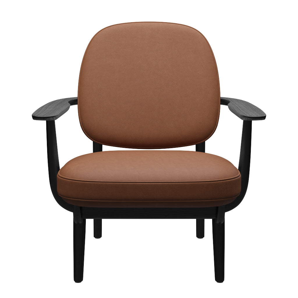 Fred Sessel, schwarzfarbene Esche von Fritz Hansen - Haze Leder - Walnuss - Jacobsen Plus