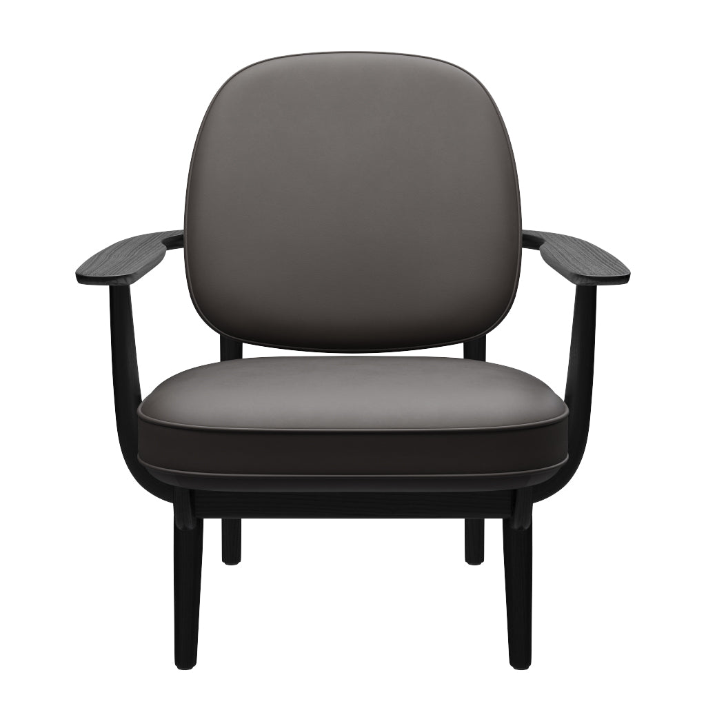 Fred Sessel, schwarzfarbene Esche von Fritz Hansen - Essential Leder - Dunkelbraun - Jacobsen Plus