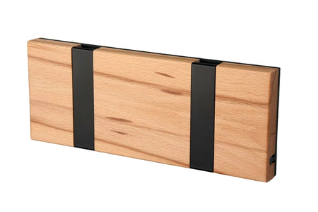 KNAX Garderobenleiste mit zwei Haken von LoCa - Kernbuche / Schwarze Haken - Jacobsen Plus