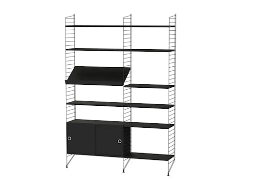 Reol, Living room H fra String - Sort - sort ask - Jacobsen Plus