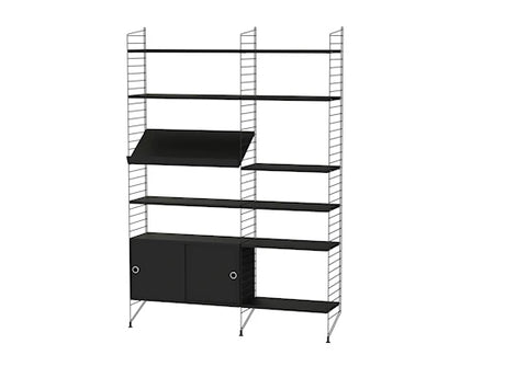 Reol, Living room H fra String - Sort - sort ask - Jacobsen Plus
