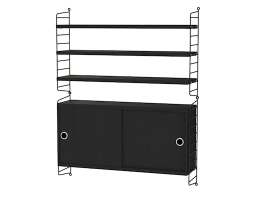 Regal, Living Room I fra String - Schwarz - schwarze Esche - Jacobsen Plus