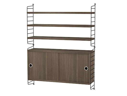 Regal, Living Room I fra String - Schwarz - Walnuss - Jacobsen Plus