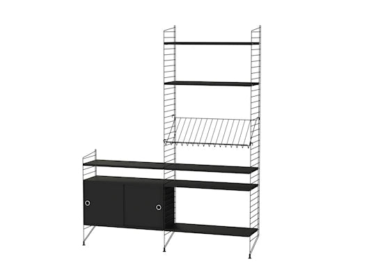 Reol, Living room K fra String - Sort - sort ask - Jacobsen Plus