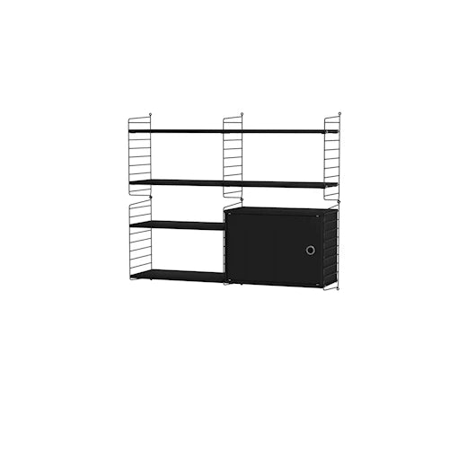 Reol, Living room R fra String - Sort - sort ask - Jacobsen Plus