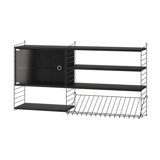 Regal, Living room S von String - Schwarz - schwarze Esche - Jacobsen Plus
