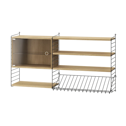 Regal, Living room S von String - Schwarz - Eiche - Jacobsen Plus