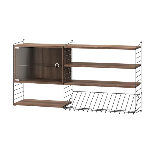 Regal, Living room S von String - Schwarz - Walnuss - Jacobsen Plus