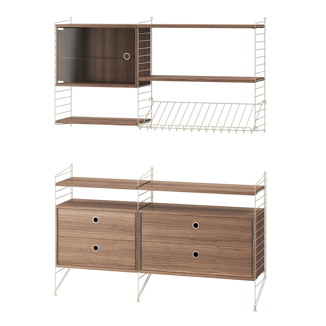 Reol, Living room T fra String - Beige - valnød - Jacobsen Plus