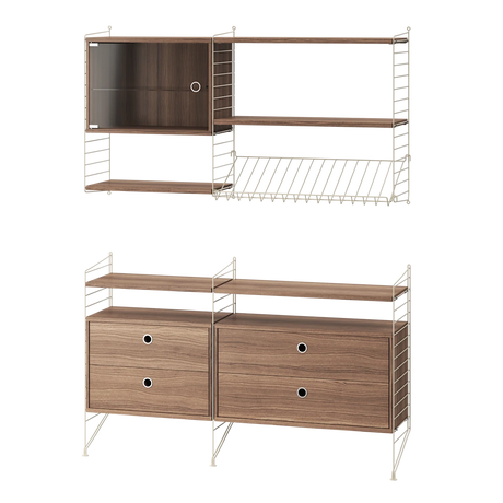 Reol, Living room T fra String - Beige - valnød - Jacobsen Plus