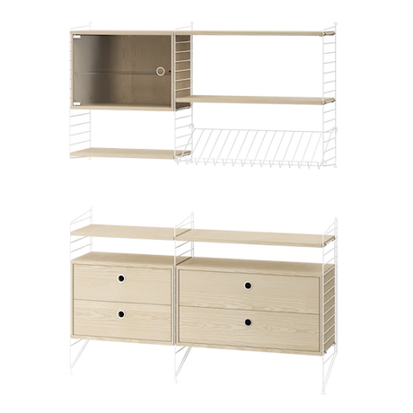 Reol, Living room T fra String - Hvid - ask - Jacobsen Plus