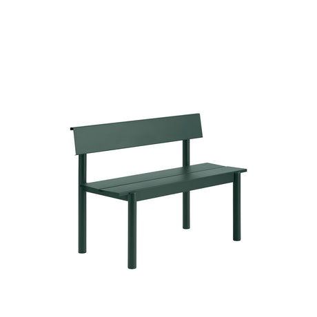 Linear Steel havebænk med ryglæn 110 cm fra Muuto - Mørkgrøn - Jacobsen Plus