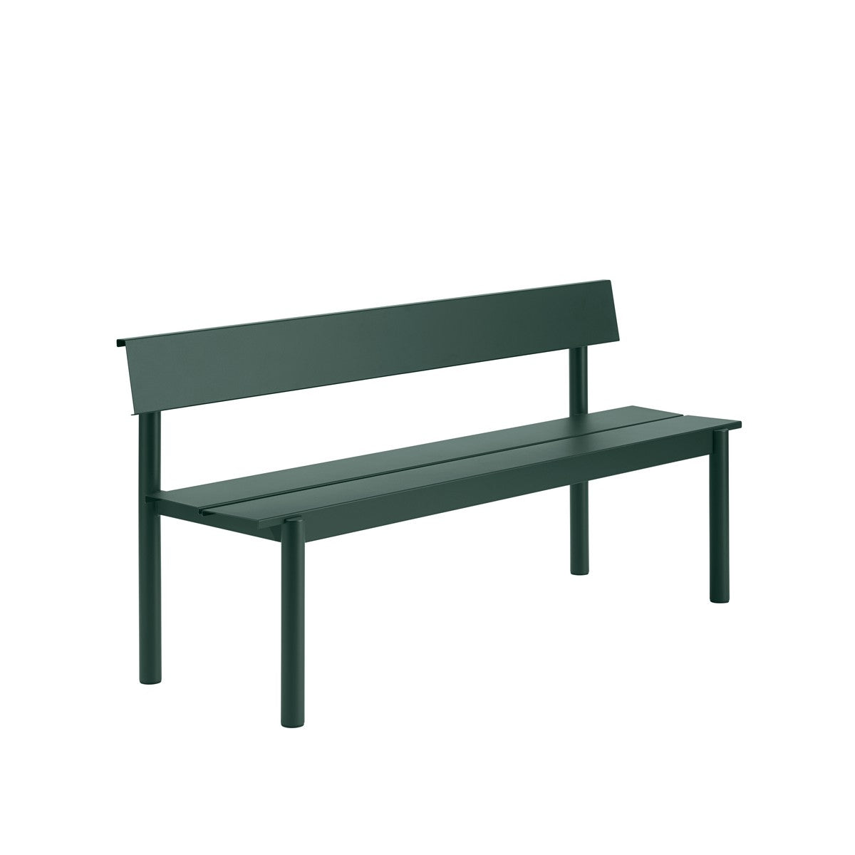 Linear Steel havebænk med ryglæn 170 cm fra Muuto - Mørkgrøn - Jacobsen Plus