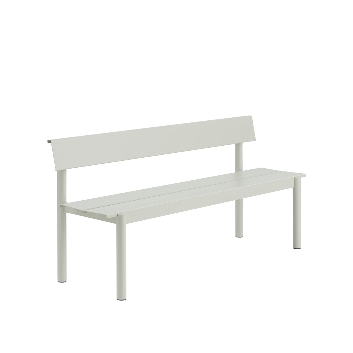 Linear Steel havebænk med ryglæn 170 cm fra Muuto - Grå - Jacobsen Plus