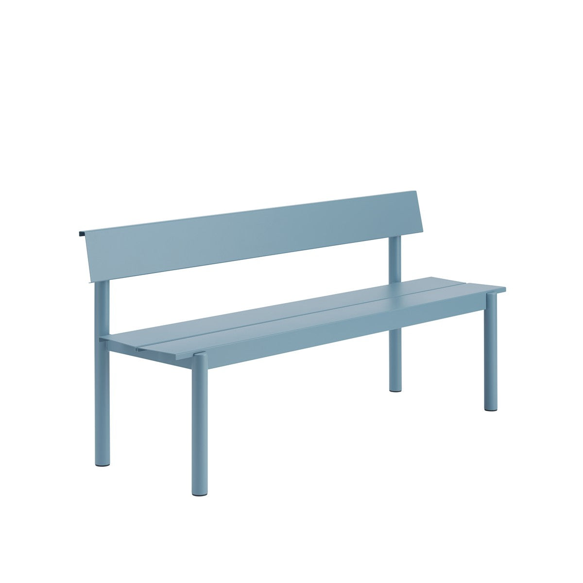 Linear Steel havebænk med ryglæn 170 cm fra Muuto - Lyseblå - Jacobsen Plus