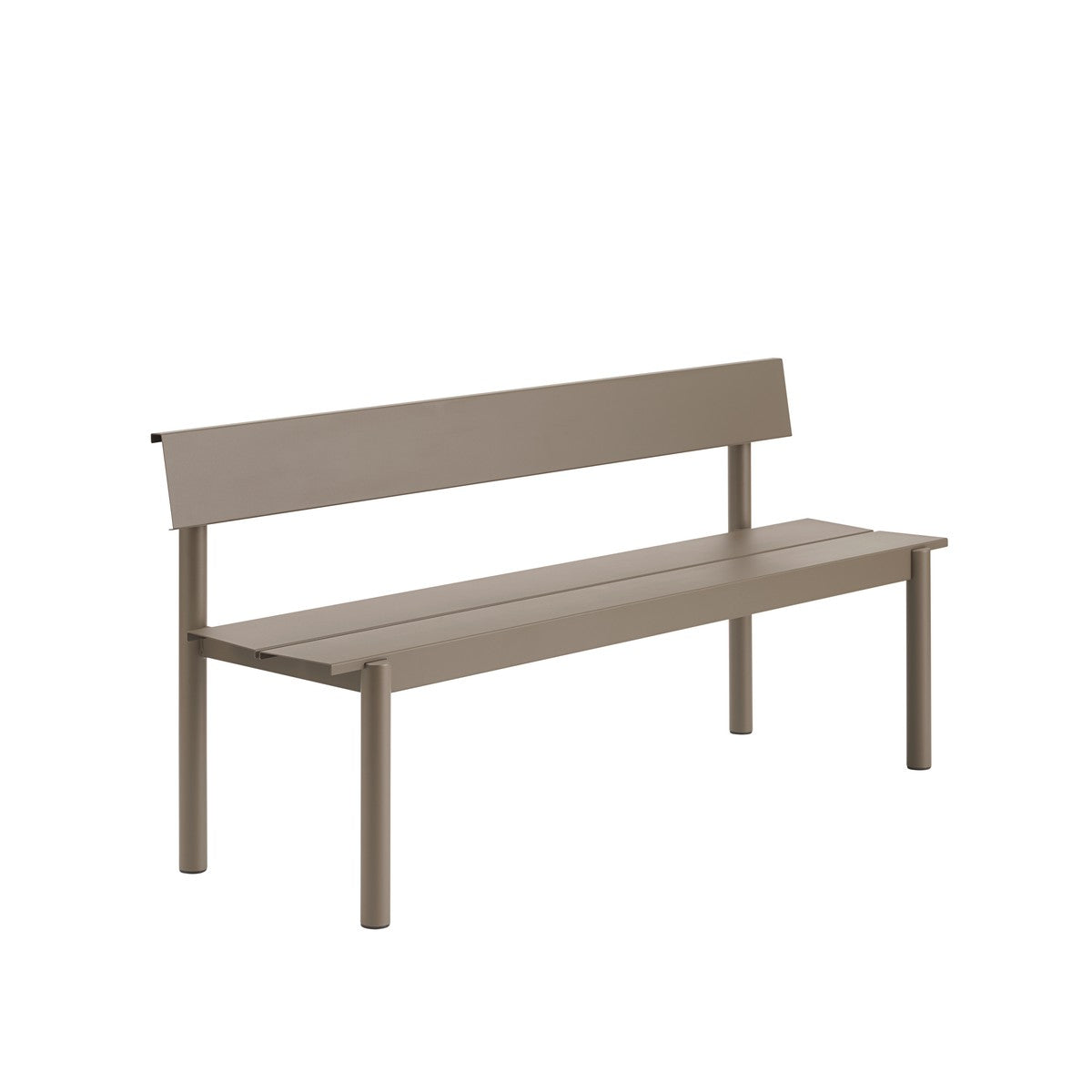 Linear Steel havebænk med ryglæn 170 cm fra Muuto - Taupe - Jacobsen Plus