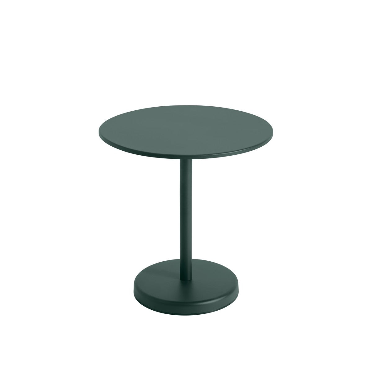 Linear Steel cafébord Ø70 cm, H73 cm fra Muuto - Mørkgrøn - Jacobsen Plus