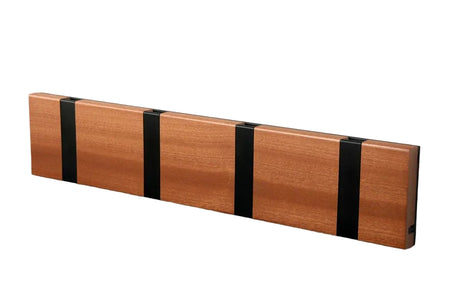 KNAX Garderobenleiste mit vier Knager von LoCa - Mahagoni / Schwarze Haken - Jacobsen Plus