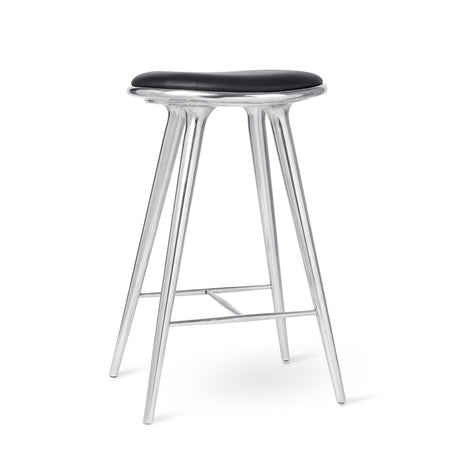 High Stool, Aluminium, Schwarz Ultra Leder, 74 cm hoher Barhocker von Mater - 1 - Jacobsen Plus