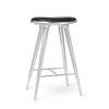 High Stool, Aluminium, Schwarz Ultra Leder, 74 cm hoher Barhocker von Mater