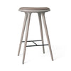 High Stool, graue Buche, Nuance Burned Grey Leder, 74 cm, hoher Barhocker von Mater