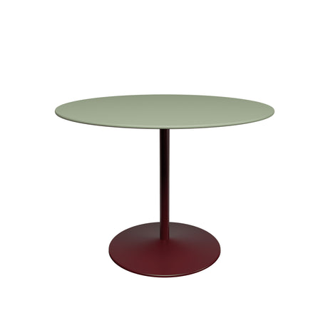 Panton Café- und Esstisch, Ø100 cm von Montana - Olive Linoleum / Schwarz Rotes Gestell - Jacobsen Plus