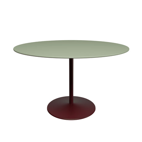 Panton Café- und Esstisch, Ø120 cm von Montana - Olive Linoleum / Schwarz Rotes Gestell - Jacobsen Plus