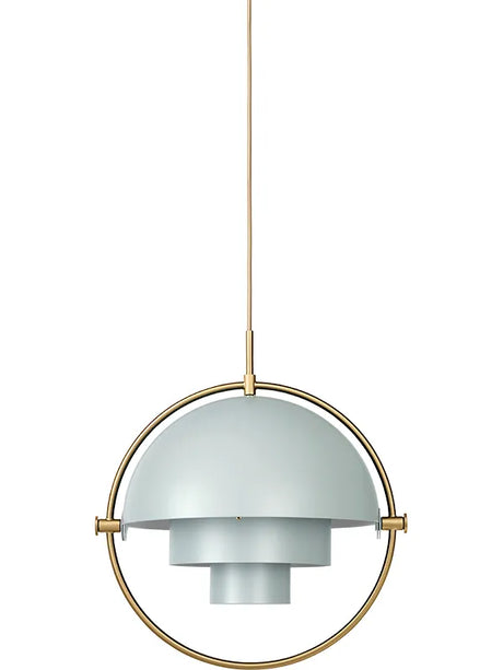 Multi-Lite pendel fra GUBI - Sea grey skærm - messing stel - Jacobsen Plus