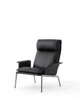 Muno LN17 Lounge Chair fra &Tradition - Noble Aniline Leather Black / Dark Chrome - Jacobsen Plus