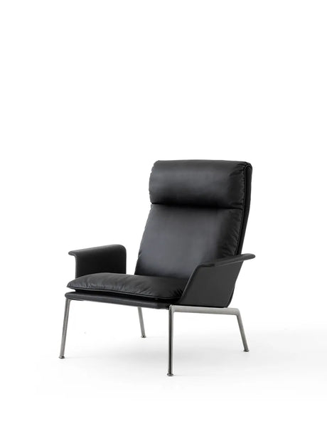 Muno LN17 Lounge Chair von &Tradition - Noble Anilinleder Schwarz / Dunkles Chrom - Jacobsen Plus