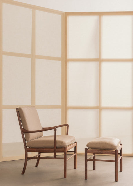 OW149F Fußhocker für Colonial Sessel, Eiche Öl, Terra-Leder von Ole Wanscher - Terra Jade 20368 - Jacobsen Plus