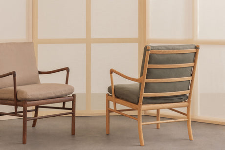 OW149 Colonial Sessel, Walnuss Öl, Terra-Leder von Ole Wanscher - Terra Jade 20368 - Jacobsen Plus