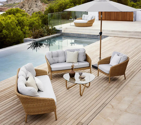 Ocean 3-Sitzer Sofa, flat weave von Cane-line - Dunkelgrau - Jacobsen Plus