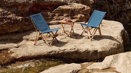 Outdoor Market Folding Chair von Hay - Beige mit rotem Stripe - Jacobsen Plus