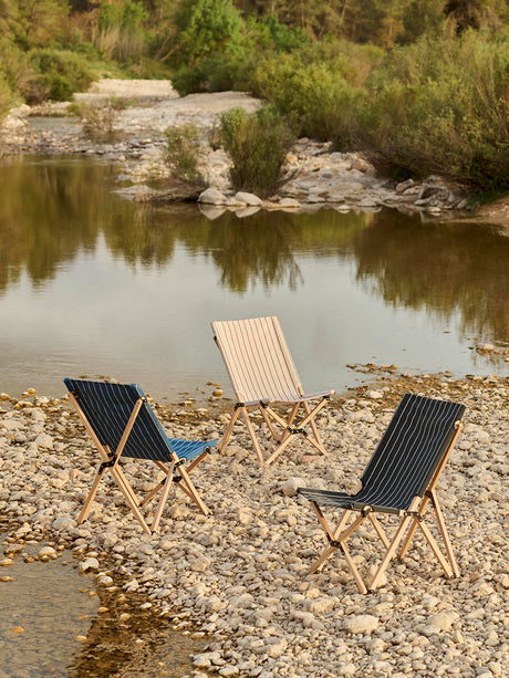 Outdoor Market Folding Chair von Hay - Beige mit rotem Stripe - Jacobsen Plus