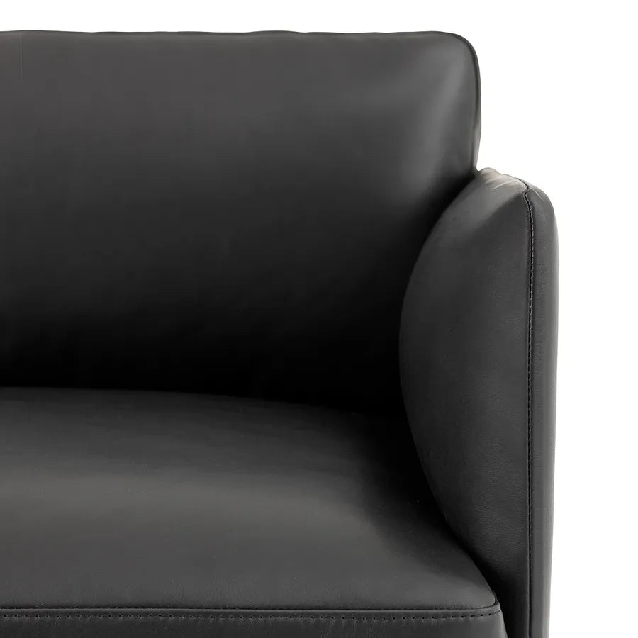 Outline sofa / Chaiselongue fra Muuto - Black Refine leather / Chaiselong, højre - Jacobsen Plus