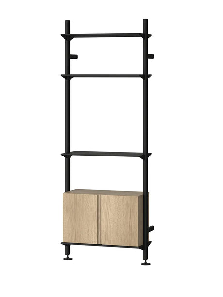 Pira G2 Boden-zu-Wand Regal Bund B von String - Schwarz - Walnuss - Jacobsen Plus