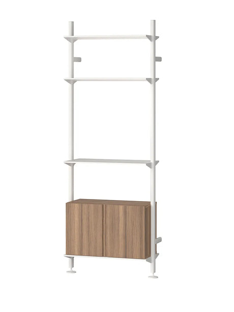 Pira G2 Boden-zu-Wand Regal Bund B von String - Schwarz - Walnuss - Jacobsen Plus