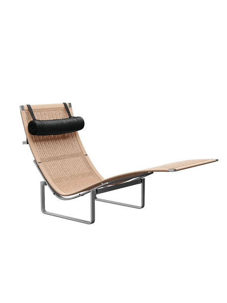PK24 Lounge-Sessel von Poul Kjærholm - Peddigrohr / Nackenkissen - Aura Leder (Schwarz) - Jacobsen Plus