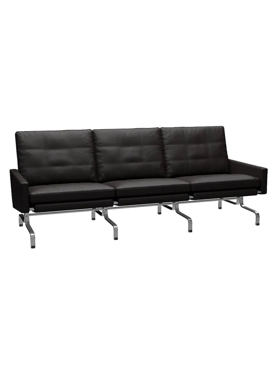 PK31/3 3 Pers. Sofa von Poul Kjærholm - Aura Leder / Schwarz-braun - Jacobsen Plus