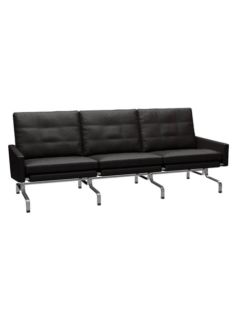 PK31/3 3 Pers. Sofa von Poul Kjærholm - Aura Leder / Schwarz-braun - Jacobsen Plus