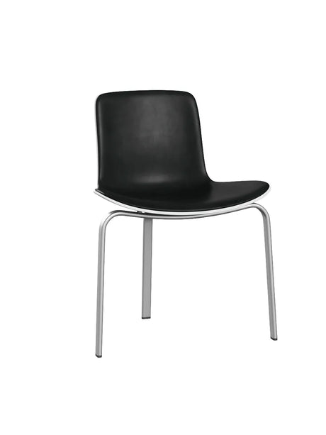 PK8 Stuhl von Poul Kjærholm - Weiß geformter Kunststoff / Grace Leder / Schwarz - Jacobsen Plus
