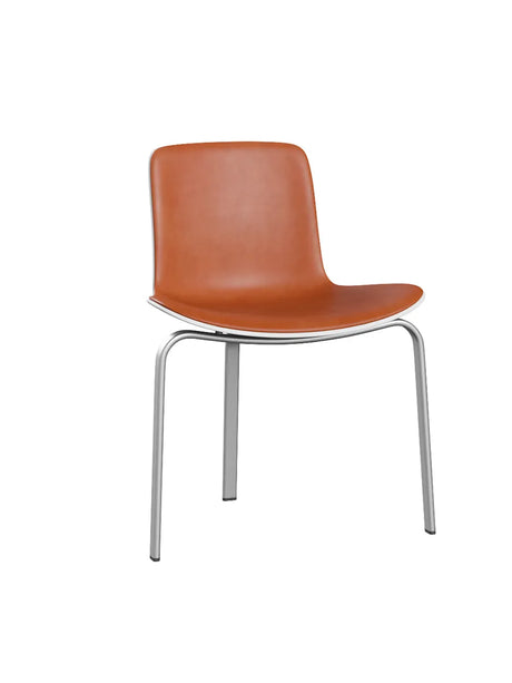 PK8 Stuhl von Poul Kjærholm - Weiß geformter Kunststoff / Grace Leder / Walnuss - Jacobsen Plus