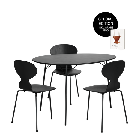Arne Jacobsen Signaturset: Special Edition Egg Table m. 3 Ant Stuhl - Schwarz - 1 - Jacobsen Plus