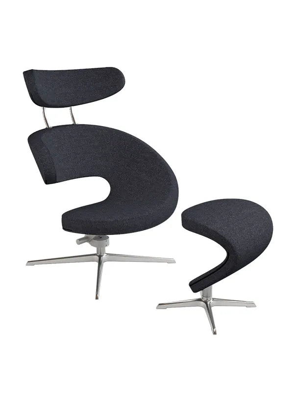Peel™ Lænestol, venstre fra Variér - Mixed black HAL180 / Inklusiv skammel - Jacobsen Plus