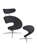 Peel™ Lænestol, venstre fra Variér - Mixed black HAL180 / Inklusiv skammel - Jacobsen Plus