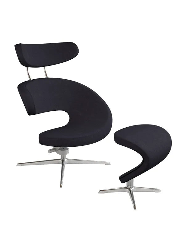 Peel™ Lænestol, venstre fra Variér - Black HAL190 / Inklusiv skammel - Jacobsen Plus