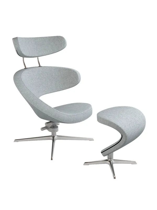 Peel™ Sessel, rechts von Variér - Medium grey HAL130 / Inklusive Hocker - Jacobsen Plus