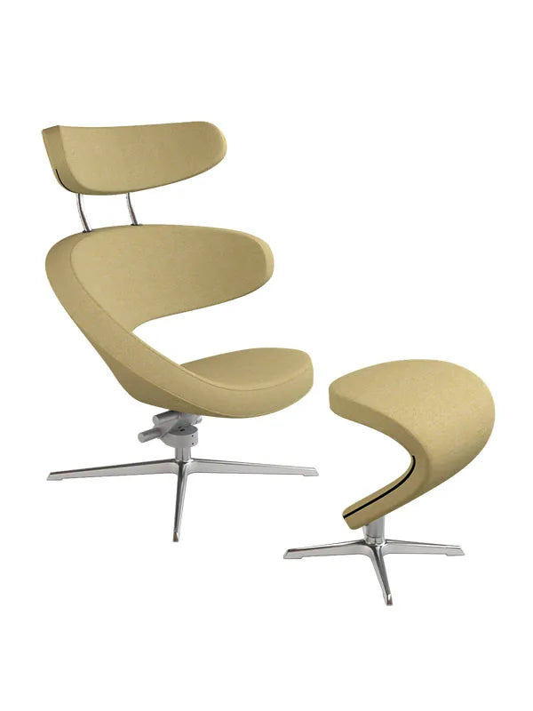Peel™ Sessel, rechts von Variér - Yellow white HAL407 / Inklusive Hocker - Jacobsen Plus